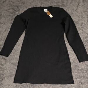 PINK Ribbed Long-sleeve Dress